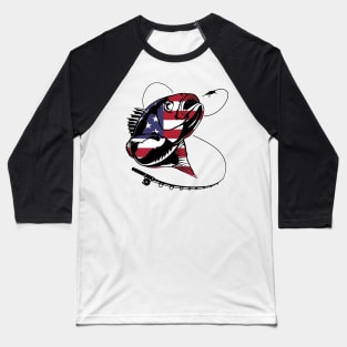 4th of July Fishing American Flag Baseball T-Shirt